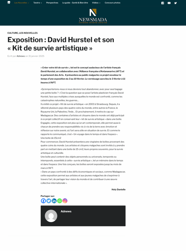Article publié dans NewsMada en Janvier 2025